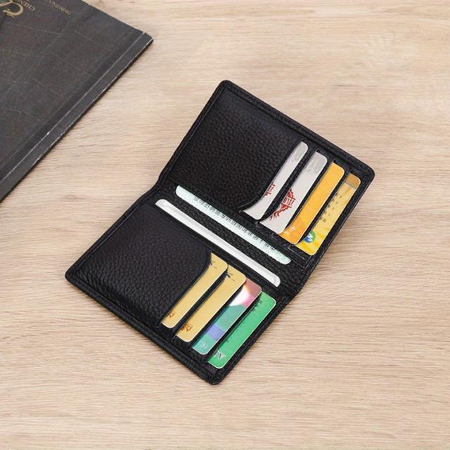 TEMU Men's -thin Card Holder Genuine Leather Id Card Holder Minimalist Front Pocket Bifold Wallet