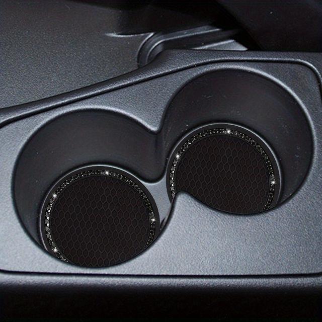 TEMU 2pcs Creative Grid Honeycomb Artificial Diamond-inlaid Car Water Coaster Multi-functional Car Storage With Rhinestone Non-slip Pad