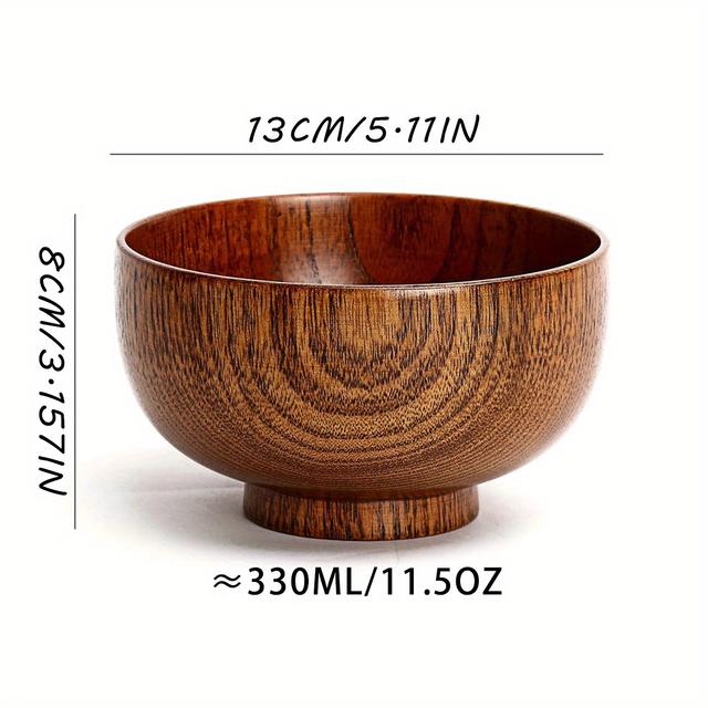TEMU 1pc Acid Wood Bowl, Household Anti-scalding Anti-fall Bowl, Retro Camping Tableware, Kitchen Supplies
