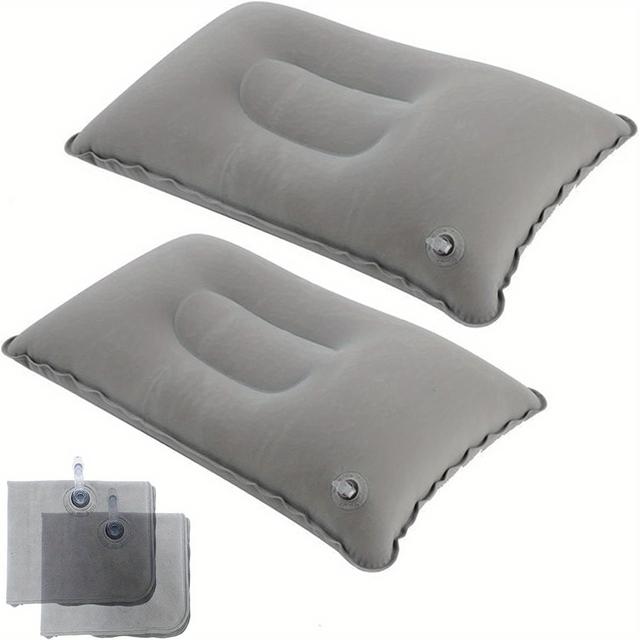 TEMU 1pc/2pcs Comfortable Inflatable Pillow For Office, Car, Camping, Hiking, And Napping - Supports Neck And Lumbar