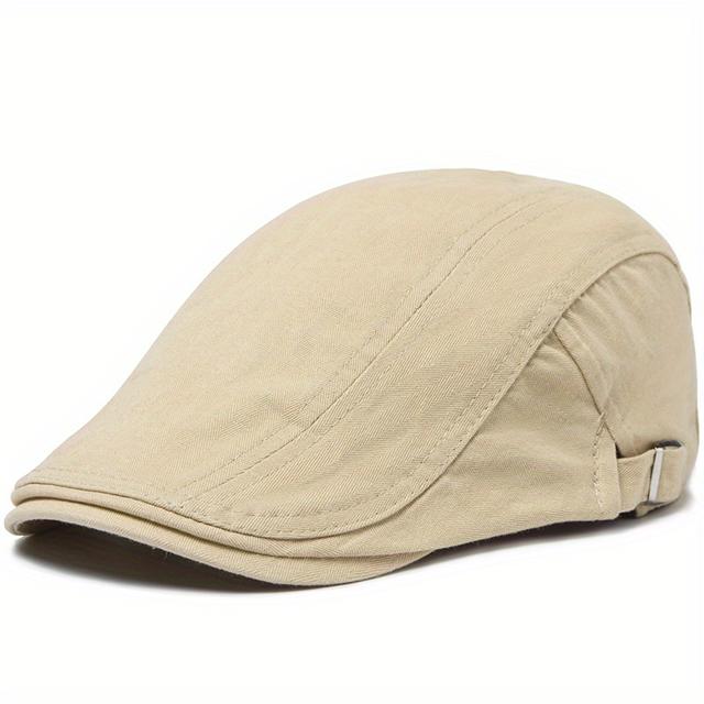 TEMU Men&;s Vintage-style Solid Color Beret - Fashionable Casual Flat Cap For Spring, Summer & Autumn, Visor Cap, Brand