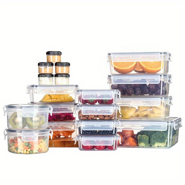 TEMU 18 Storage Containers With Airtight Lids | Leak-proof Plastic Containers For Kitchen Organization, Meal Prep, Lunch Containers Organization, Microwave Safe, Dishwasher Safe, Square Shape, Closure