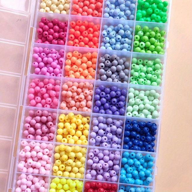 TEMU Of 28 Compartments Rainbow-colored 6mm Handmade Diy Bead Storage Case