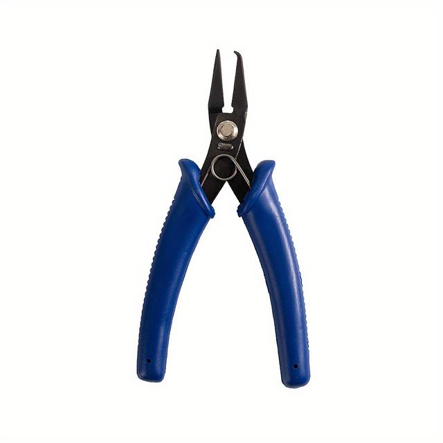 TEMU Portable Carbon Steel Jewelry Pliers Blue Handle For Jewelry Making Supplies Split Ring Opener Jewelry Repairing