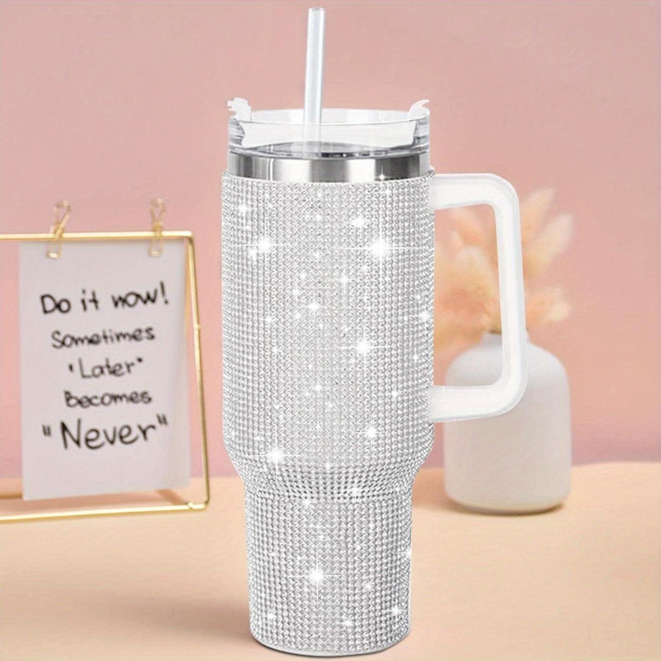 TEMU 40oz Handle Car Cup With Rhinestone Mug, 1pc