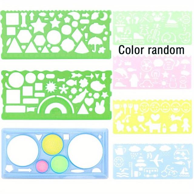 TEMU 7 Stks/set Ontwerp Geometrische Tekening Sjabloon Stencils Tekening Linialen Multifunctionele Meetliniaal