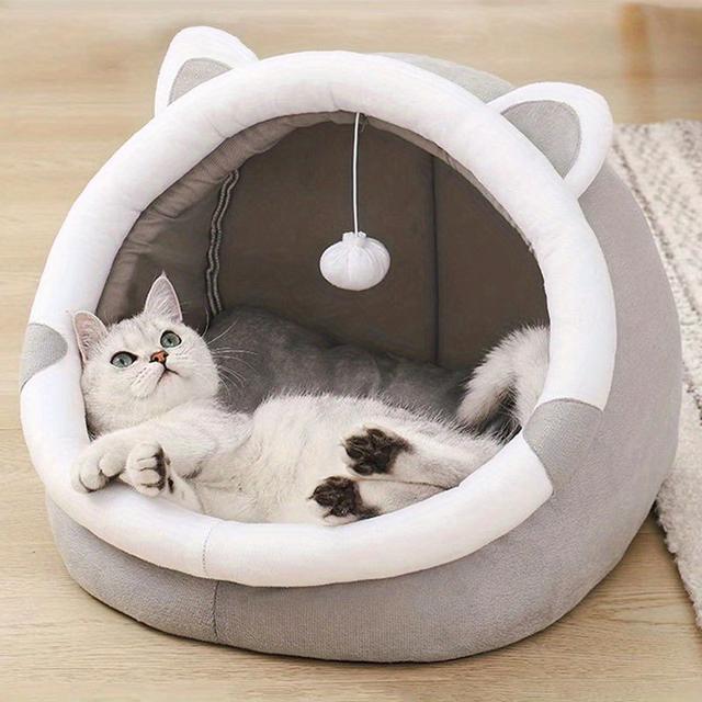 TEMU Adorable Feline Sleeping Space, For Kittens, Small Tent For Indoor Cats, And A Dog Bed