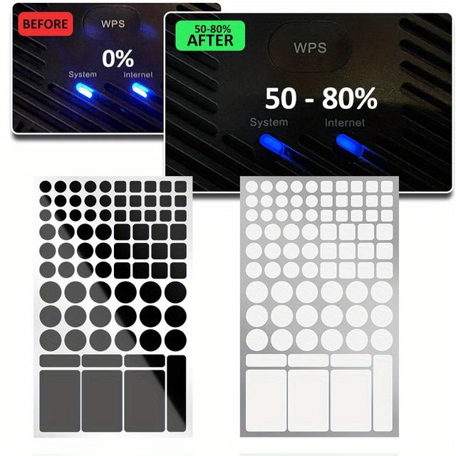 TEMU 2-pack Led Light Dimming Stickers, Pet Material, Removable & Heat Resistant, 50% To 100% Light Reduction For Routers, Ideal For Office, Sleeping, Indoor Use
