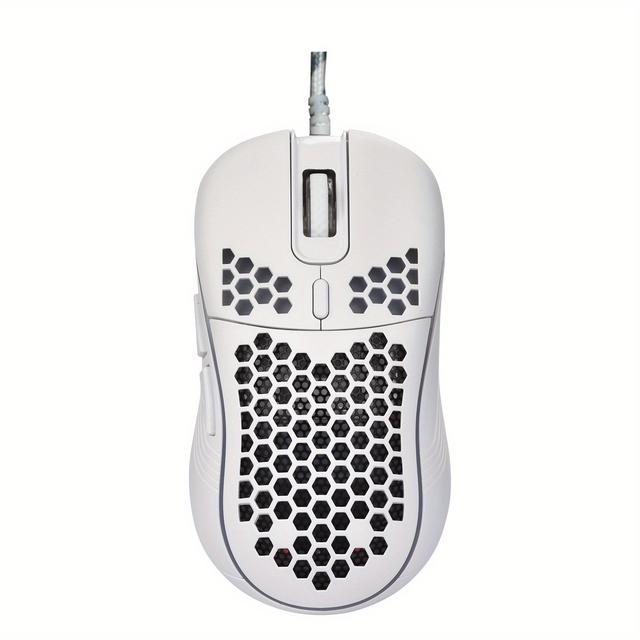 TEMU Leichteste kabelgebundene LED-Gaming-Maus mit Wabenmuster, 7200 DPI, ergonomischem optischem Sensor und 6 Tasten.