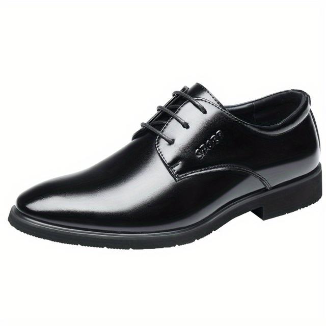TEMU Men's Business Casual Faux Leather Shoes Wedding Banquet Versatile Lace-up Faux Leather Shoes Men