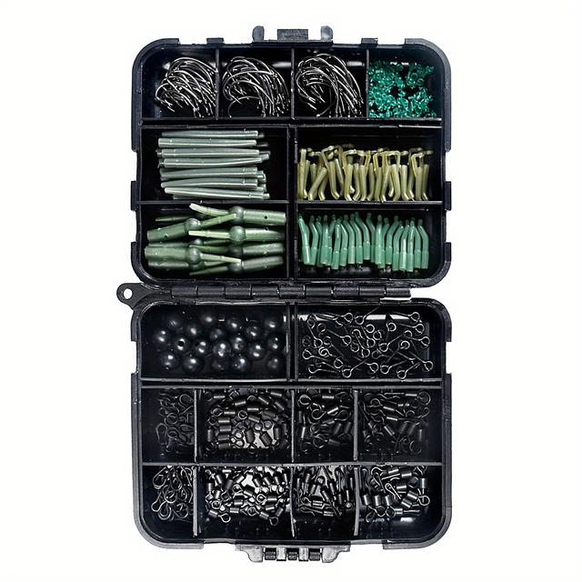 TEMU 420pcs Complete Fishing Kit With Tackle Box, Pliers, Hooks, And Swivels - Carp Fishing And More!