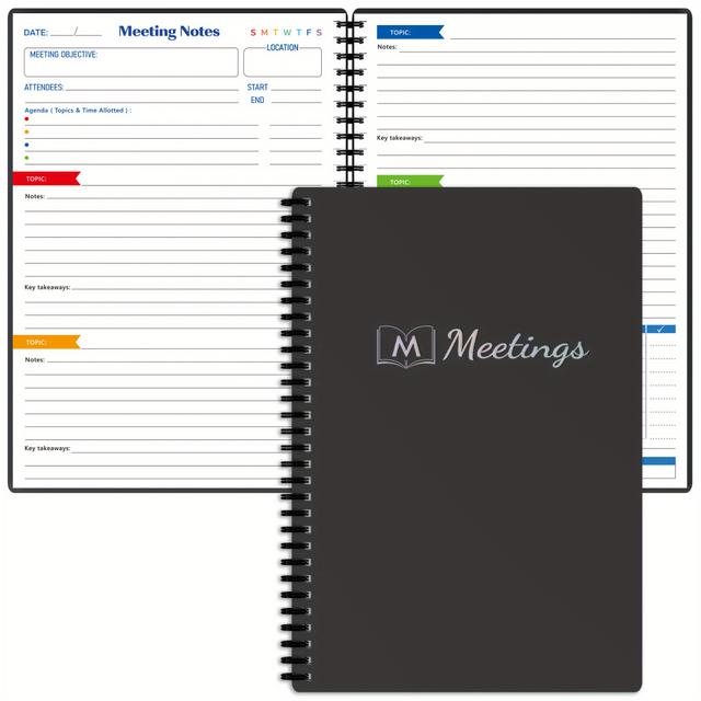 TEMU Planer für ein datumsfreies Coil-Meeting, einschließlich 70 Blätter aus 100 g dickem doppelseitigem Klebepapier, B5 (7*10 Zoll)