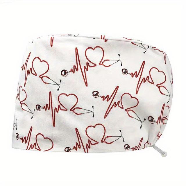 TEMU Cartoon-Druck-Arbeitskappe, Verstellbare Chirurgische Kappe, Elastische Bequeme Krankenschwester-Scrub-Hüte, Arbeitskappen Für Frauen Und Männer