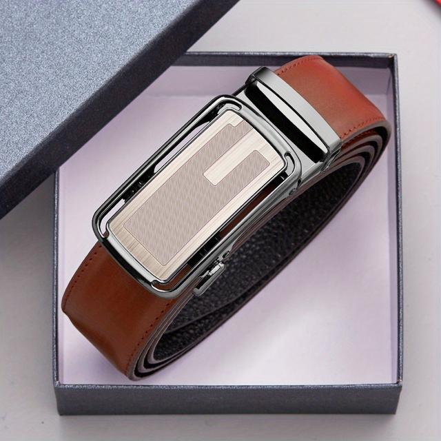 TEMU Men's Automatic Buckle Business Belt, Suitable For Boyfriends Father Colleague Gifts With Gift Box, Christmas Gift