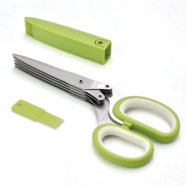 TEMU Large Stainless Steel 5 Layer Scallion Scissors, Shredded Paper Scissors, Kitchen Vegetable Seaweed Shredded Food Scissors
