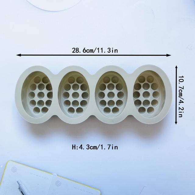 TEMU 1pc 4-cavity Oval Silicone Soap Mold For Diy Crafts – Massage Relax Stick & Resin Soap Making Tool With Textured Cavities For Unique Handmade , Soap Making Supplies