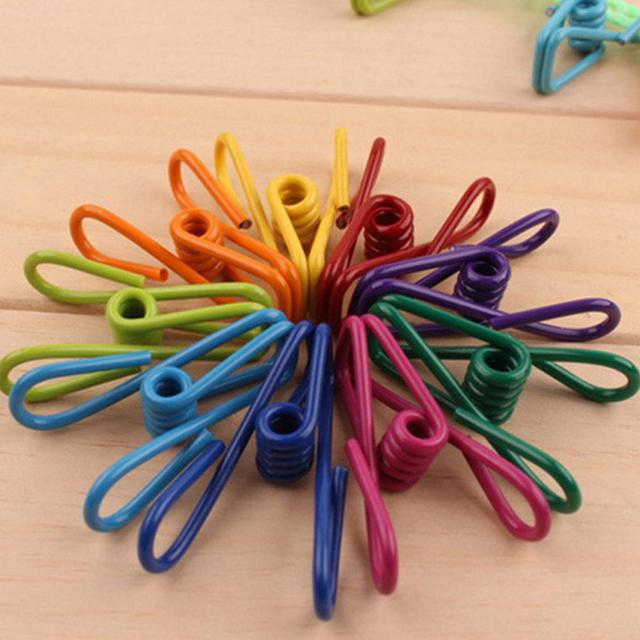 TEMU 10pcs Colorful Multifunctional Clothes Pins, Metal Clips, Travel Portable Towel Clips, Sock Storage Sealing Clip, Wind-proof Fixing Clips, Household Clothes Pegs