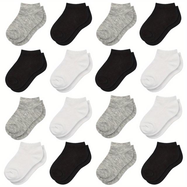 TEMU 16 Pairs Of Boat Socks, Suitable For Children Aged 1 To 14. Comfortable Sports Socks With Breathable Design, Suitable For Casual Wear And Sports