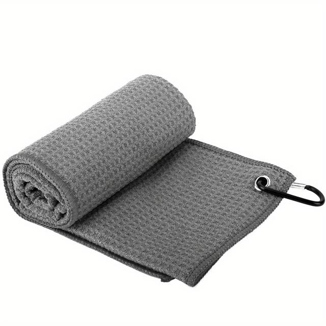 TEMU 1pc Premium Waffle Pattern Golf Towel With Hook - Cleaning Golf Clubs And Keeping Them Condition