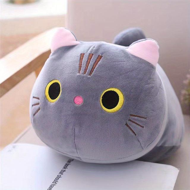 TEMU 25cm Mushroom Bear Cartoon Cat Plush Toy, Soft Stuffed Kitten In White, Black, Orange, Gray - Cute Gift For Boys And Girls