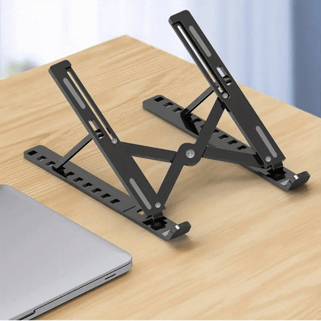 TEMU Laptop Stand Single Fork Folding Lift Cooling Base Desktop Tablet Portable Bracket Compatible With All Notebook Abs Material Ten Levels Adjustable