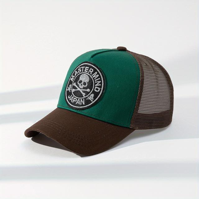 TEMU Divatos Patchwork Szalagos Koponya Betűs Hálós Sapka Férfiaknak és Nőknek, Napellenző Sapka Mindennapi Használatra és Szabadtéri Tevékenységekre