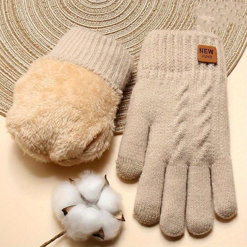 TEMU New Women's Winter Thickened Double-layer Gloves, Wholesale Fleece-lined Warm Solid Color Touchscreen Gloves