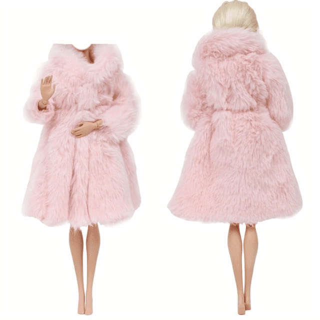 TEMU 1 Set Multikleurige Lange Mouw Jas Kunstbont Jas Jurk Winter Set Warme Accessoires 30cm Poppenkleding Meisjes Speelgoed Geschenk Accessoires DIY Poppenhuis Speelgoed (Exclusief Poppen)