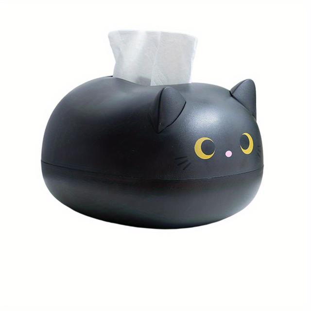 TEMU 1pc Cartoon Cat Tissue Box, Niedliche Katzen-Serviettenbox, Katzen-Papierbehälterhalter, Gesichtstuchbox-Abdeckungshalter Für Auto, Zuhause, Badezimmer, Küche, Büro, Weiß