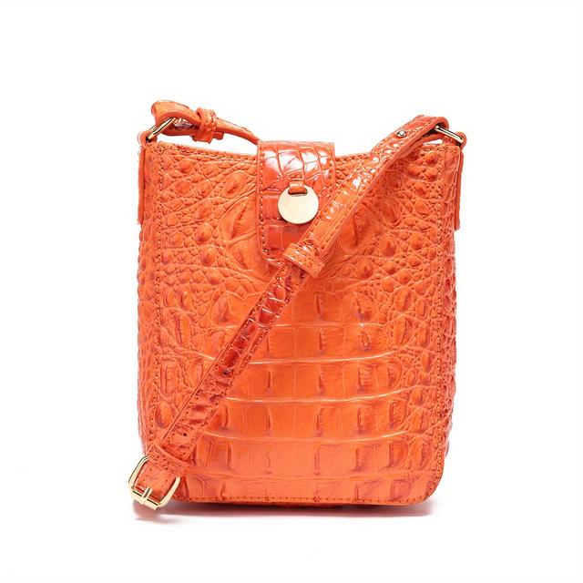 TEMU Crocodile Embossed Women's Satchel Purse, Elegant Crossbody Bag