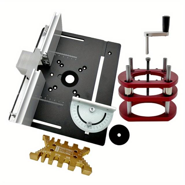 TEMU 1 Set, Woodworking Router Lift System With Aluminum Top Plate, For 65mm Diameter Motors, Workbench Trimmer, Engraving Machine, Diy Tools