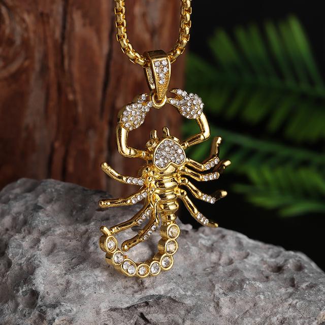 TEMU Trendy Luxury Zirconia Golden Pendant Animal Hip-hop Necklace For Men And Women Party Motorcycle Jewelry Gift