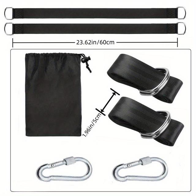 TEMU Sling Set | Camping Hammock Sling With Locking And Carrying Pouch, Fits All Swing Types, Outdoor Hammock Playground Set, Nickel-plated Iron And Polyester