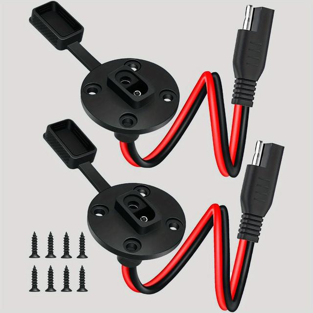 TEMU 12awg Socket Port Connector | Sae Quick Connect Solar Panel Flush Mount Connector Plug Cable With 4 Or 8 Screws For Solar Generator Battery Charger, Hard-wired, Below 50v, Brand: Jyft, 0./13in