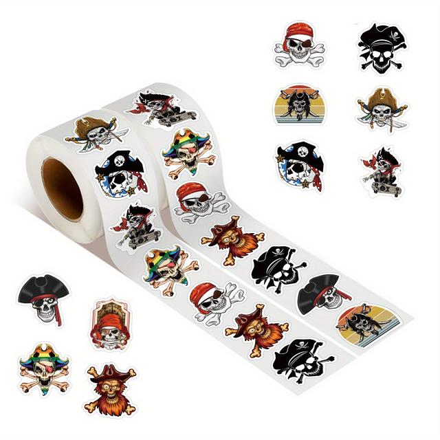 TEMU 500pcs Pirate Sticker Roll - & Vinyl Decals For Laptops, Water Bottles, Skateboards & More - Perfect Gift For Teens & Adults, Zxirna