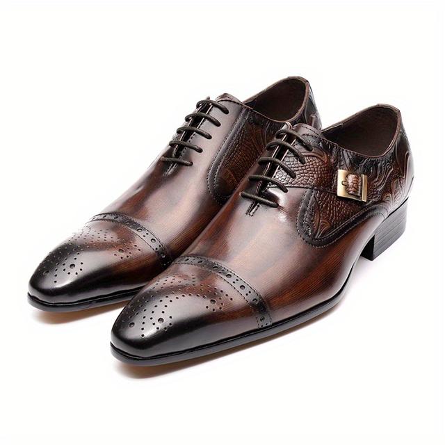 TEMU Heren Oxford-schoenen met brogue- en kapstoot, met gesp aan de zijkant, veterschoenen voor heren, zakelijke formele schoenen voor white tie, black tie, optioneel voor bruiloft met black tie