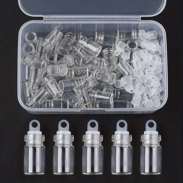 TEMU حوالي 50 قطعة زينة صغيرة من الزجاج على شكل زجاجات لتحقيق الأمنيات لتزيين الأساور والقلائد وصنع المجوهرات