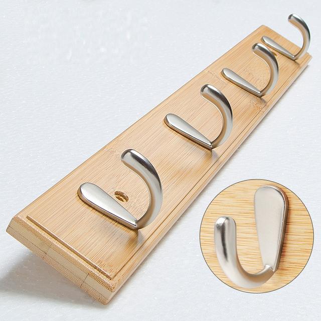 TEMU 1pc Gancho de Bambú para Pared , Colgador de Ropa y Sombreros sin Taladro, Estante Pequeño con Ganchos