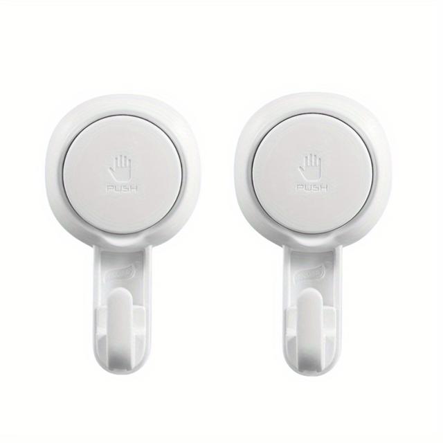 TEMU Heavy Duty Suction Cup Hooks - Waterproof Shower Hook Suitable For Bathroom Kitchen Towels, Robes, Removable And Reusable Bag Hooks (2pcs), Utility Hooks