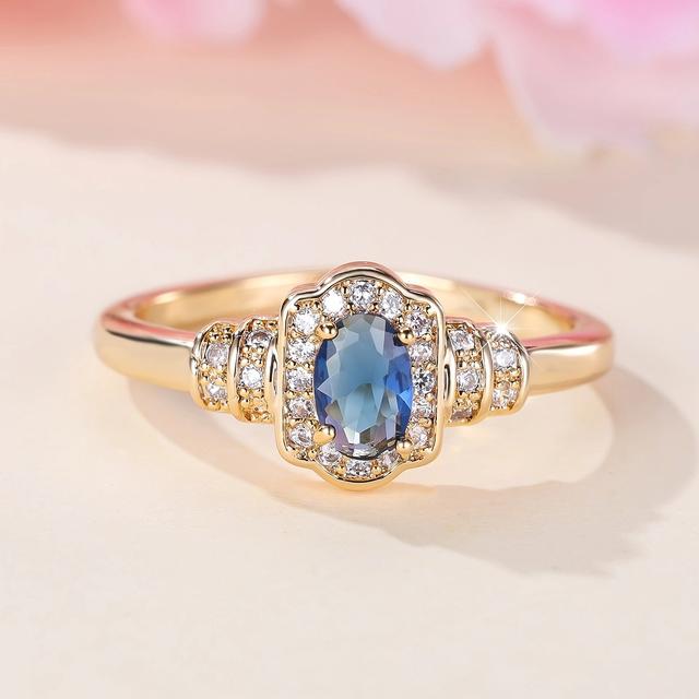 TEMU Stílusos Ígéret Gyűrű Arany Berakásos Ragyogó Szintetikus Cirkóniával, Több Méretben Választható Esküvői Gyűrű Menyasszonyoknak