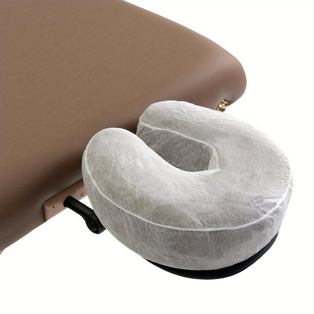 TEMU Lot de 100 housses jetables en de U pour appui-tête de massage facial | Antiadhésives, extensibles, taille universelle pour tables de massage professionnelles et chaises de spa - Blanc