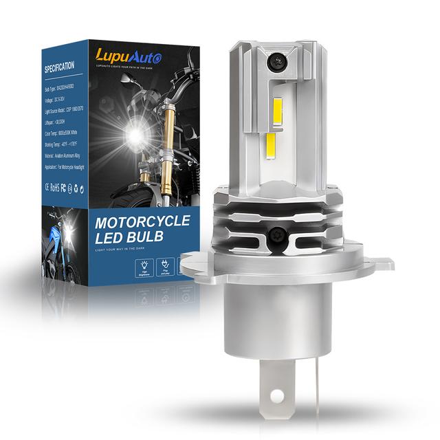 TEMU Lupuauto H4 Led Motorcycle Bulb, 9003 Hb2, 1500lm 6000k Cool White, 200% , , Long-lasting 30,000 Hours, Fit For Beam, 1860 Csp Chips, , Canbus Ready