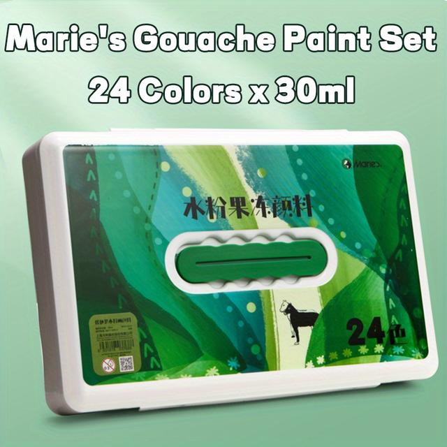 TEMU Marie's Gouache Paint Set Jelly Cup 24 Vibrant Colors With Portable Case For Canvas Painting Watercolor Papers, Rich Pigment, Back-to-school Gift For Beginners, Students, Artists, 30ml/cup