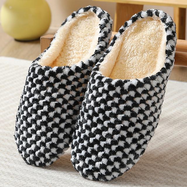 TEMU Women's Indoor Plush Lined Flat Slippers, Closed Toe Slides Shoes, House Non-slip Shoes
