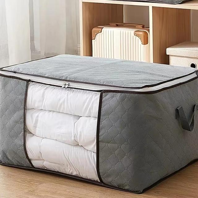 TEMU Extra Large Storage Bag With Transparent Window And Handles, Durable Plastic Clothes Organizer For Quilts And Bedding - 24"x18"x60cm