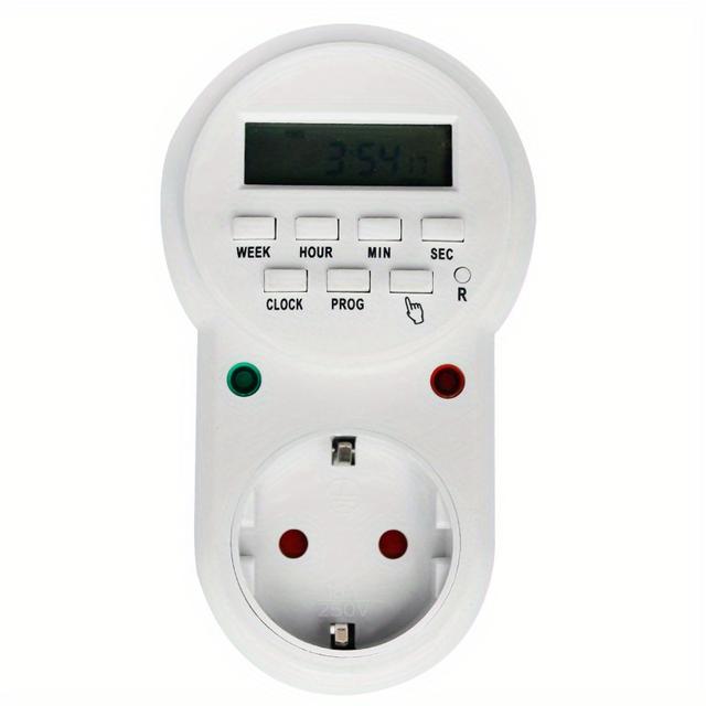 TEMU 1 Stück Digitaler Timer Steckdose, Programmierbarer Schalter mit Diebstahlschutz Sommer-Timer-Funktion für Lichter & Haushaltsgeräte - 16A/3680W
