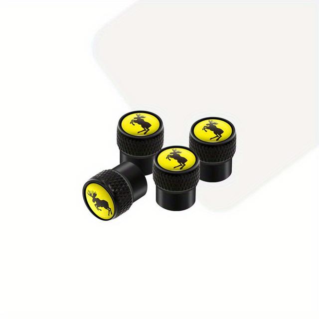 TEMU 4pcs Moose Test Deer Badge Car Metal Decor Wheel Tire Valve Caps Stem Case Covers For S40 S60 Xc90 Xc70 Xc70 Xc60 Xc40 V60