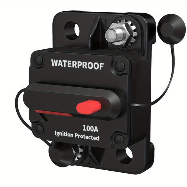 TEMU Square Manual Reset Circuit Breaker With Switch, 100a, Suitable For Ignition Protection Circuits In Trucks And Ships, Without Battery