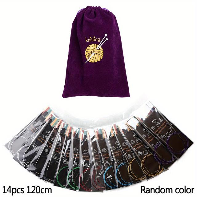 TEMU Set aus Rundstricknadeln in den Größen 2.0.0mm, inklusive 14 Stück, verpackt in einer Plüschbeuteltasche, mit Längen von 80/100/120cm