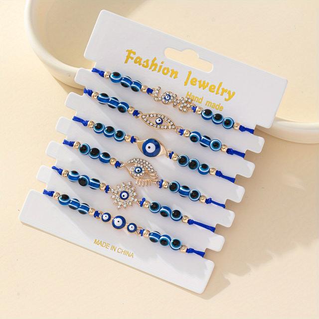 TEMU 6pcs/12pcs Evil Eye Beaded Bracelet Set, Mexican Bracelet Set For Men And Women, Couples Bracelet, Mixed Styles And Colors (random Colors)